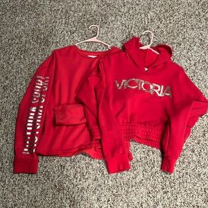 Pair red Victoria secret sweatshirts red xl